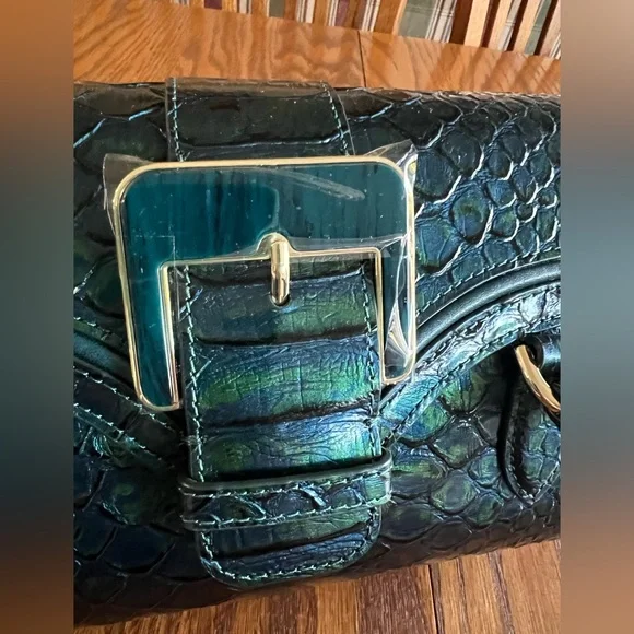 NWT Brahmin Dayan Leather Snake Embossed Shoulder Bag ONLY - Evergreen Kalopsia. - Picture 5 of 9